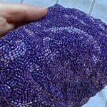 Unique Vintage Vintage Deep Purple Beaded Clutch With Satin Interior Photo 7