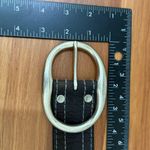 Lucky Brand  Black Crackle Leather Solid Brass Buckle Studded Unisex Belt Size 28 Photo 8