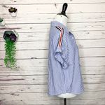 Japna Japan Blue & White Courier Stripe Casual Button Down Top Size Large Photo 4