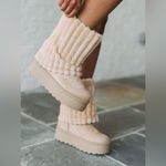 These Three Boutique Nude/tan/cream color platform Fur boot Photo 5