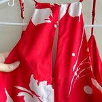 Chelsea28  Floral Ruffle Halter Dress with Slit, Red/White, Tropical, Size XS Photo 13