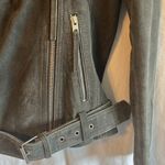 Topshop  Suede Leather Zip Up Belted Moto Biker Jacket Photo 5