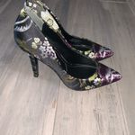 Charles by Charles David Purple, Black Floral Pointed Toe Pump Stiletto Heels 7M Photo 4