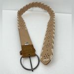 Women's belt large vegan leather crochet lace woven floral laser cut adjustable Tan Photo 6