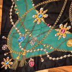 Gianni Bernini Scarf Emerald Chain Tiger Print Square Accessory Fashion NWT Black Photo 1