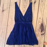 superdown  Royal Blue Pleated Deep V Neck Backless Mini Dress Photo 8