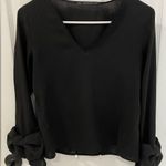 ZARA Basic Collection Black Bow Sleeve Details V Neck Blouse Women’s Size XS Photo 0