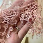 Maurice's Dainty Ethereal Floral Lace Scarf in Blush Pink w/ Tassels Photo 6