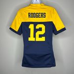 Nike Green Bay Packers Aaron Rodgers Jersey  NFL Football Yellow Blue Size Medium Photo 2