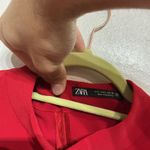 ZARA Red Pleated Mock Neck Long Sleeve Mini Dress Sz L Photo 5