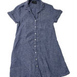 Tahari 100% Linen Shirt Dress Button Down Pockets Coastal Blue size XS Photo 0
