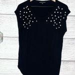 Moa Moa Black Pearl Embellished Casual Top Size Medium Photo 0