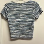 Cloud Dancer Blue and White Stripe Patterned Crop Top Size L Photo 1