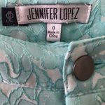 Jennifer Lopez  Womens Cropped Pants Size 0 Turquoise Pockets Front Zipper Photo 5