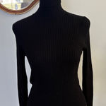 ZARA  Ribbed Knit Turtleneck Sweater Black Fitted Long Sleeve Women's Medium Photo 0