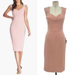 Dress the Population Dress the Population Elle Sweetheart Neck Sheath Midi Dress Blush Pink Small Photo 1