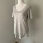 Athleta  Breezy gray & white striped knit short sleeve top size S Photo 3