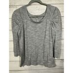 Free People Top Womens Medium Grey Puff Shirred 3/4 Sleeve Pullover Photo 3