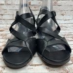 Dana Davis Italian Leather Crisscross Wedge Heels Casual Sandals [size 9.5 B] Black Photo 1