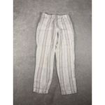 Garnet Hill  linen striped pants pleated trousers pockets beige tan 4 Photo 6