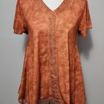 Song n Spirit orange tie dye studded sharkbite vneck top size small Photo 0