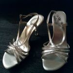 Jacqueline Ferrar  Melinda 8.5 Clear Heeled Platform Silver Rhinestone Studded Photo 1