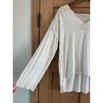 POL Baby Pink Textured Wool Blend Hi-Low V-Neck Long Sleeve Shirt Women’s Small Photo 1