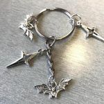 Handmade Y2k Silver bats stars keychain , Skater Keychain with bats stars charm Photo 0
