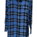 Equipment Femme Silk Blue Plaid Button Down Long Sleeve dress XS Photo 0