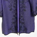 Ming Wang Jacket Medium Womens Purple Black Embroidered Knit Studded Career Photo 2