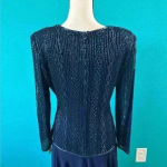 Brilliante by J.A. Dark navy blue beaded formal dress in size small Photo 6