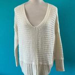 Majorelle V-Neck Sweater Off White Acrylic Chunky Knit Oversized Pullover Size S Photo 1