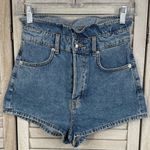 H&M (DIVIDED) High Waisted Button Fly Jean Shorts with Paperbag Waist-2 Photo 0