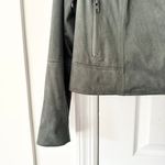 BB Dakota  Olive Green Faux Suede Not Your Baby  Moto Motorcycle Jacket Zip Small Photo 3
