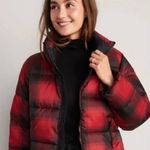 Old Navy Red Plaid Puffer Jacket Photo 0