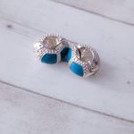 Vintage Clip On Earrings Magnetic Hoops Bright Blue & Silver Tone Photo 3