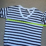 Talbots Red White and Blue Striped Cotton Knit Tassel Fringe Summer Top Small Photo 4