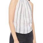 frame denim Frame white and black embroidered ruffle trim halter top. Size L Photo 4