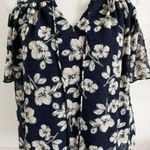 Anthropologie Moon River • Navy Blue Floral Blouse Cold Shoulder Swiss Dot  Photo 0