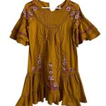 Free People Pavlo Dress Embroidery Boho Yellow Ruffle Western FLAW Women’s XS Photo 1