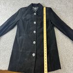 Dennis Basso Dennis Basso Black Suede Leather Button Front Jacket Coat Women's Small Photo 2