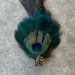 Vintage Peacock Feather & Rhinestone Women’s Hair Clip 5” NWOT Western Green Photo 5