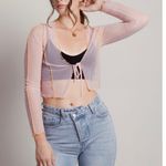 Blue Blush SEE IT ALL SHEER CONTRAST OVERLOCK CROP TOP IN BLUSH Photo 0