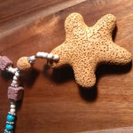 Orange Starfish Lava Stone and White and Blue Howlite Necklace Photo 7