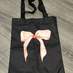 Black Tote Bag with Pink Bow Design Photo 0