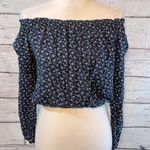 Brandy Melville  "John Galt" Off Shoulder Top Navy Floral Print-OS Photo 0
