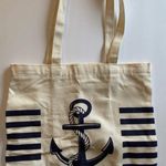 Anchor‎ Canvas Tote Bag with an Inner Pocket Top Zipper Blue Photo 0