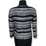 Ann Taylor LOFT Jacket Blazer Fringe Trim Aztec Blue White Black Size Womens 4 Photo 1