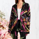 FUZZI Tulle Kimono Italian Watercolor Floral Print NWT~ Rare Find! Black Size L Photo 12