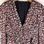 ZARA Basic Fully Lined All Over Floral Shirred A-Line Dress Size Medium Photo 3
